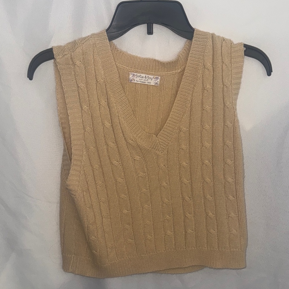Stylish Beige V-Neck Sweater Vest